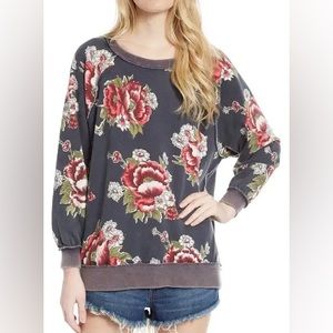 Free People Go On Get Floral Sweatshirt, size X-Small